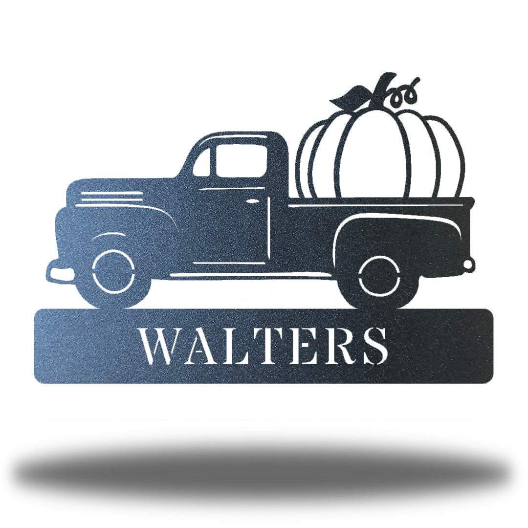 Riverside Designs-Pumpkin Truck Monogram-Metal Wall Art Décor